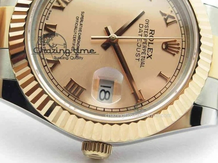 MiroTime 1218 Sleek DateJust II 41mm SS RG BP Maker Best Edition RG Roman Dial On SS RG Bracelet SA 3711